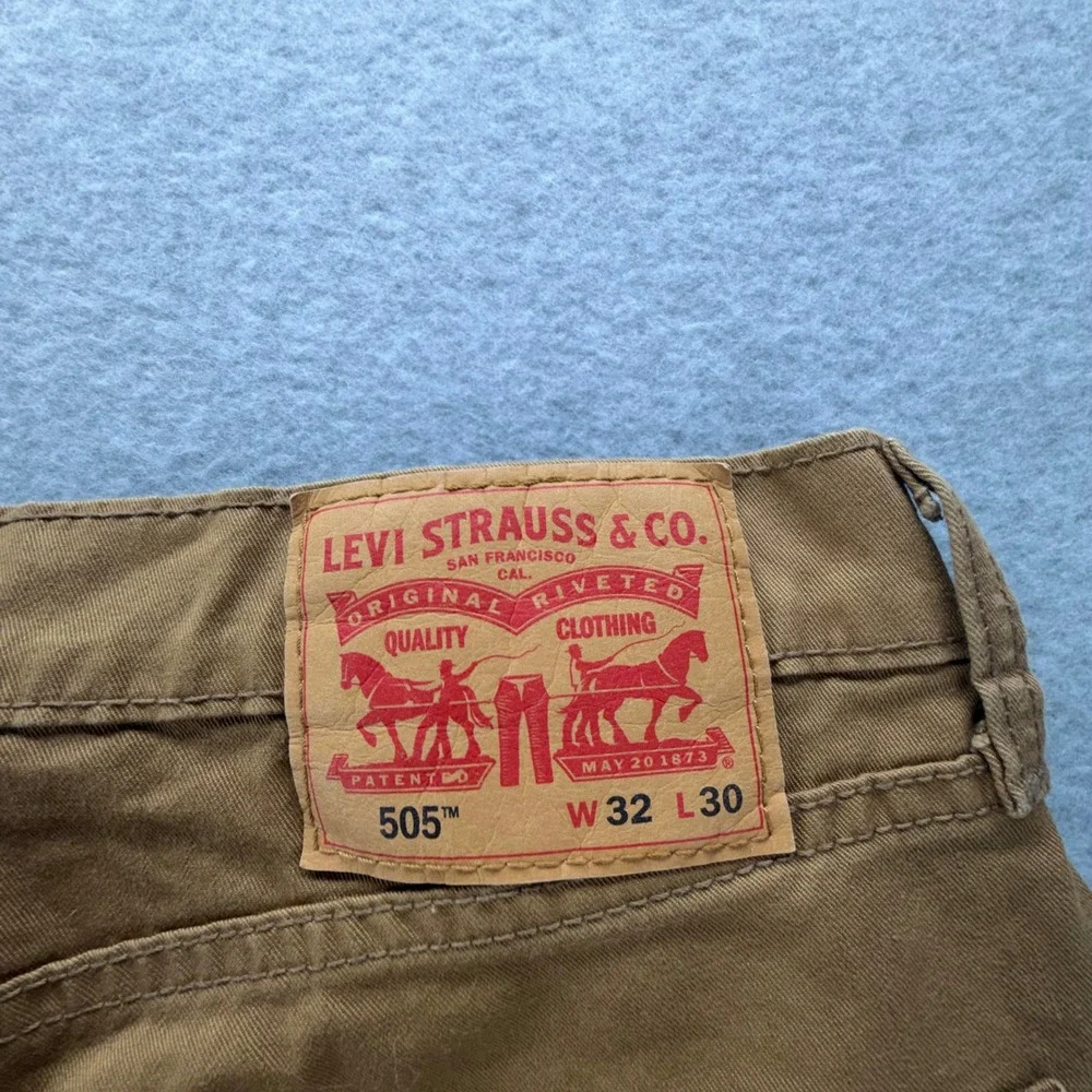 Levis 505 Regular Fit Straight Leg Pants Mens 32x30 Brown Cotton Workwear Casual